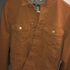 Brown denim jacket with hood